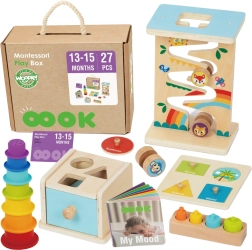 Woopie Green Montessori box 6-in-1 houten educatieve set voor kinderen 13–15 maanden