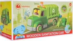 Houten vuilniswagen met licht en geluid
