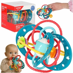 Sensorische bijtring–rammelaar voor baby, turquoise