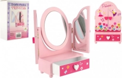 Kinderkapspiegel met sieradendoos Princess, van hout, roze