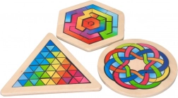 houten mozaïekpuzzel cirkel 16 stukjes goki