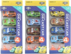 set van metalen auto's met kegels 4 stuks