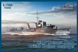 Plastic model van het schip HMS Hotspur (1941) – torpedobootjager van de H‑klasse