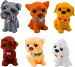 Set schattige puppyfiguren, rubber, 6 stuks