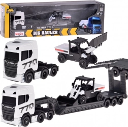 Maisto metalen set SCANIA 770S met dieplader en shovel 1:64