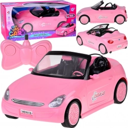 Roze RC cabriolet voor poppen met LED-lampen en afstandsbediening