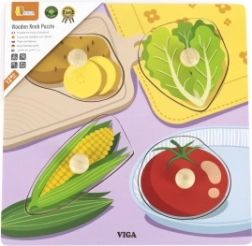 Viga houten puzzel met knopjes groente