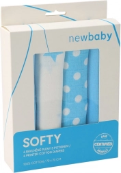 Katoenen hydrofiele luiers met print 70 × 70 cm, 4 stuks, turquoise‑wit