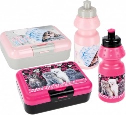 Snackbox en fles met katje kinderset