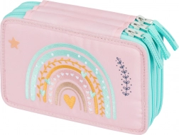 School-etui met drie lagen BAAGL Regenboog roze