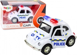 Klassieke politiewagen 1:38 met aandrijving, licht en geluid wit