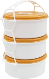 Etagère-lunchtrommel 3×1 l van plastic – mix van kleuren