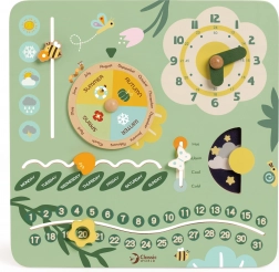 Houten educatieve kalender in het Engels