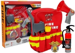 Brandweer rugzak met accessoires - rood