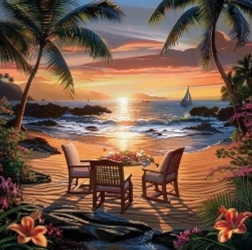 Diamond painting Zitje bij zonsondergang 30 × 40 cm