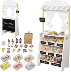 Houten kinderwinkel en poppentheater 2-in-1