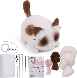 Creatieve set voor droogvilten – bruin‑witte kater