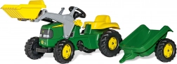 Traptractor JOHN DEERE RollyKid met voorlader en aanhanger – groen