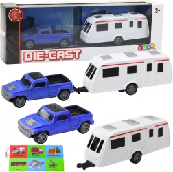 Set Auto met Blauwe Caravan