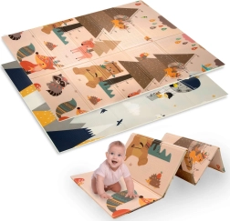 Dubbelzijdige opvouwbare XPE-schuim speelmat 120 × 180 cm met dieren- en bergmotief Humbi