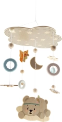 Hangende draaimolen beer van natuurlijk hout