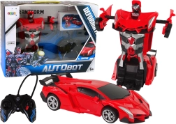 Transformerende afstandsbediende auto-robot, rood