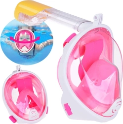Roze snorkelmasker voor het hele gezicht S/M