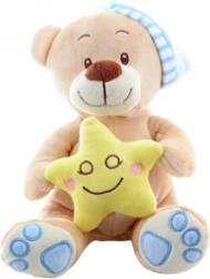 Pluchen teddybeer met ster blauw 23 cm