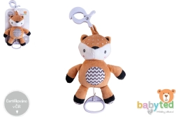 Pluchen opwindbaar hertje met melodie en clip voor kinderwagen en ledikant 30 cm