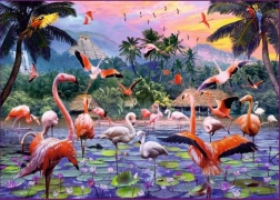 Roze flamingo's puzzel 1000 stukjes