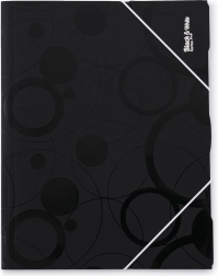 map met elastiek a4 black and white, zwart