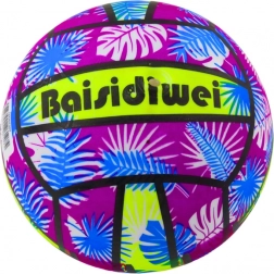Rubberen bal glanzende bladeren paars 24 cm