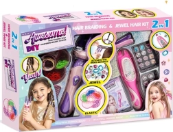 2-in-1 haarspeelset met elastiekjes en versieringen