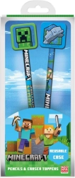 Set potloden MINECRAFT met toppers, 2 stuks