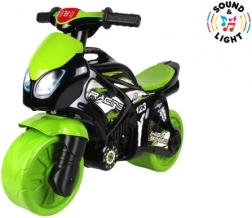 Groen-zwarte kinderloopfiets motor