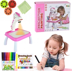 Tekenprojector eenhoorn – roze set met stiften en schijven