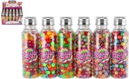 Plastic kralen met koord in een potje – mix van kleuren