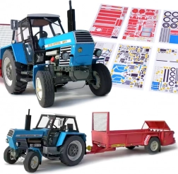 Papieren model van tractor ZETOR Crystal 8011 met RU-5 strooier 1:32