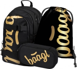 baagl schoolset skate gold – rugzak, etui en gymzak