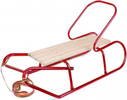 Kinder metalen slee met rugleuning Bayo 87 cm rood