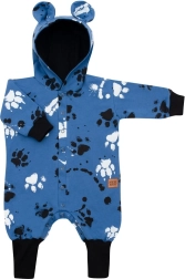 Katoenen babyoverall met capuchon en oortjes New Baby, blauw