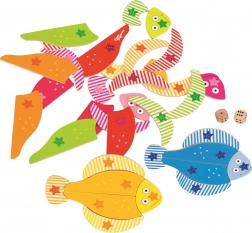 Houten puzzel vissen met dobbelstenen van GOKI