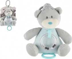 Muzikale pluchen teddybeer blauw-crème 18 cm TULILO