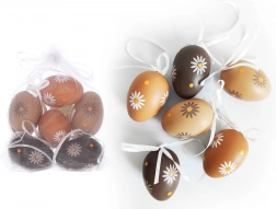 Decoratieve plastic beschilderde eieren 6 cm, 6 stuks