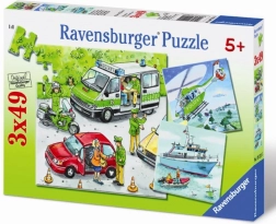Puzzel Politie in actie 3×49 stukjes RAVENSBURGER