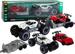 Offroad-auto met aanhanger en sportauto set