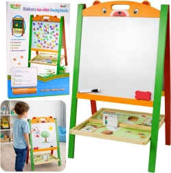 Houten dubbelzijdig magnetisch bord 2-in-1 voor kinderen met krijt en stift