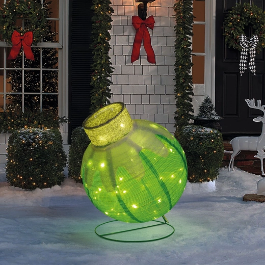 Lichtdecoratie in de vorm van een kerstbal met 60 leds, 60 × 83 cm, groen
