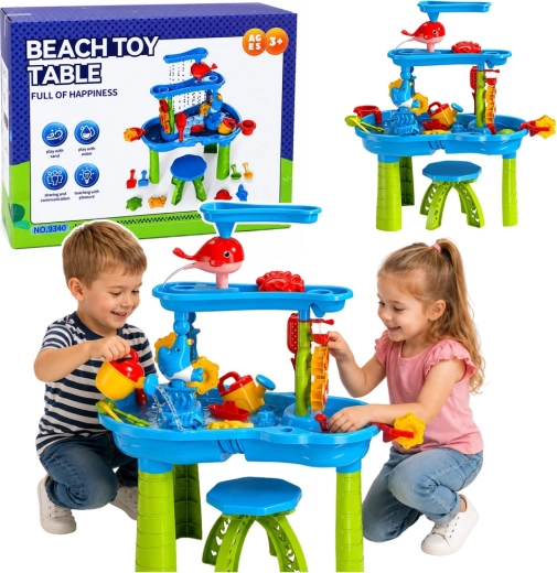 Meerlaags kinder-water-speeltafeltje met stoeltje en accessoires 63 cm