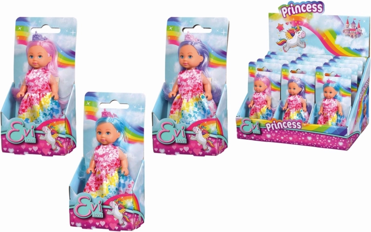 Evi Love-pop Rainbow-prinses met kleurrijk haar - 1 stuk